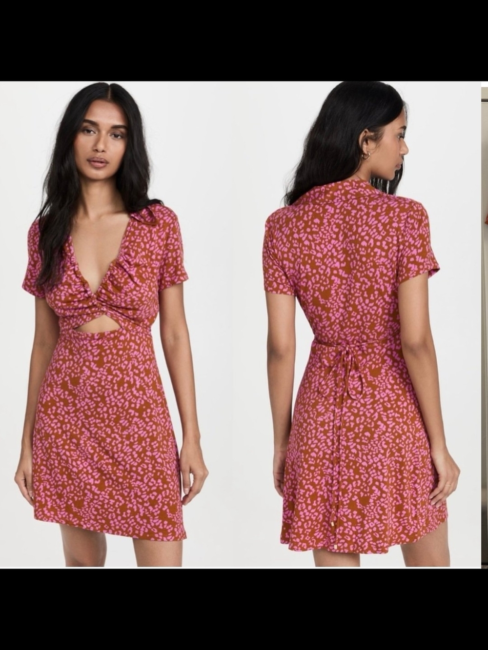 Free People Pink and Rust Cutout Floral Mini Dress